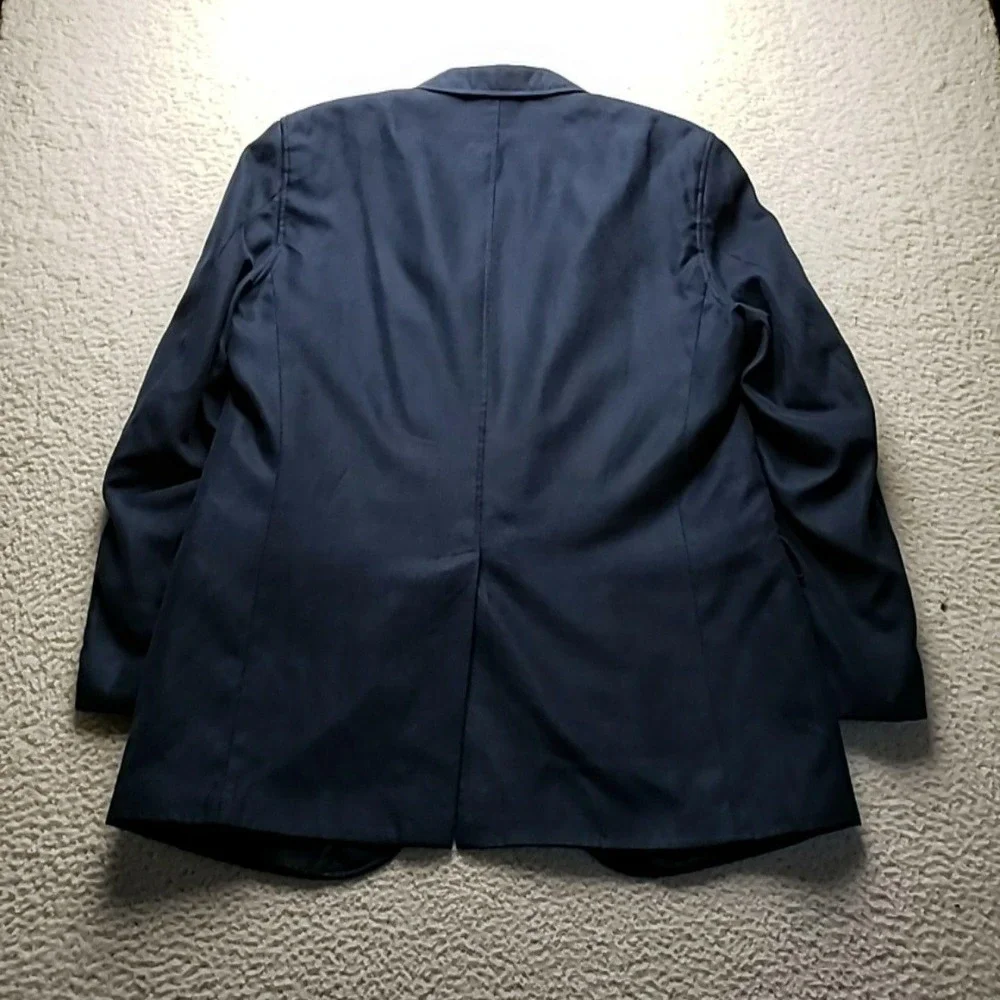 TravelSmith Blazer Mens 42L Navy Blue Polyester 2 Button Sport Coat Jacket